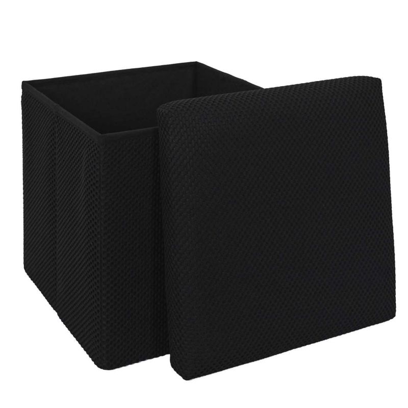 Pufa ze schowkiem URBAN BOX HowHomely czarny kwadratowa 38x38 cm 1 szt.