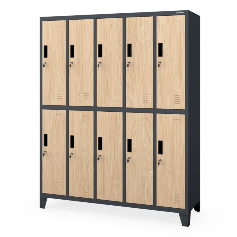 Szafa BHP ubraniowa JAN NOWAK 10-drzwiowa antracytowa / dąb sonoma: Eco Design BARTEK 1360 x 1720 x 450 mm 1szt