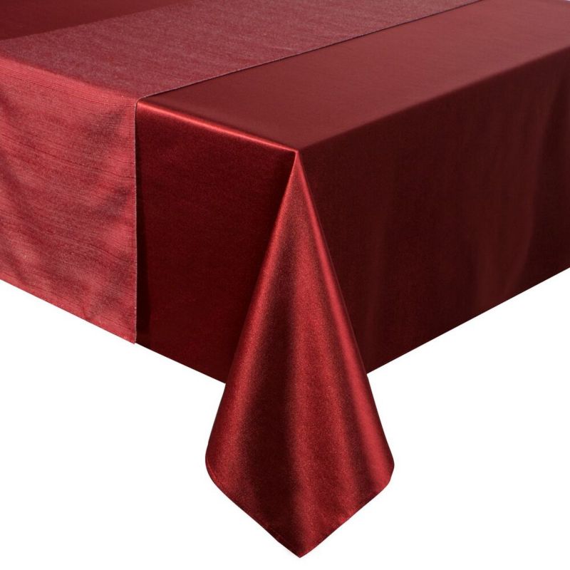 Obrus GLAMO Eurofirany 140 x 300 cm z bieżnikiem 33 x 300 cm odcienie bordowego z satynowym połyskiem 1 kpl.