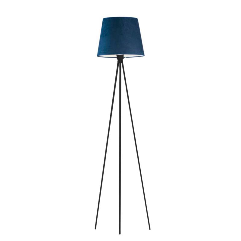 Lampa stojąca Volta Light Factory podłogowa trójnóg z abażurem granatowy welur stożek JOLLY 1szt.