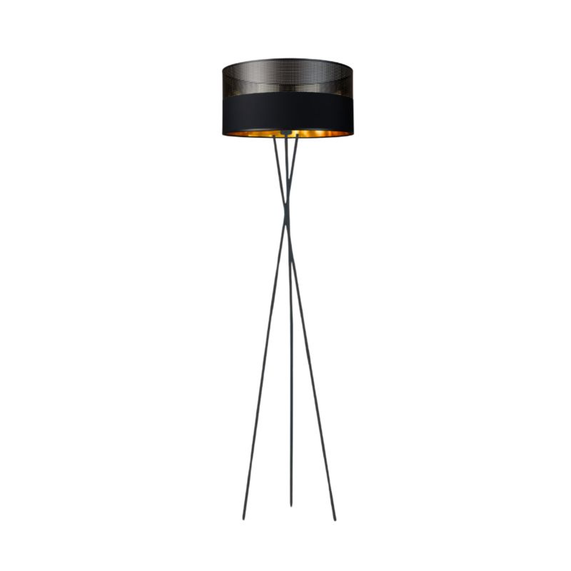 Lampa stojąca Volta Light Factory podłogowa trójnóg z abażurem złoty walec MORIS 1szt.
