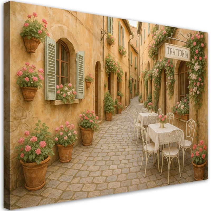 Obraz do salonu biura kuchni Feeby Toskania Włoska Uliczka Kwiaty 120x80cm 1szt