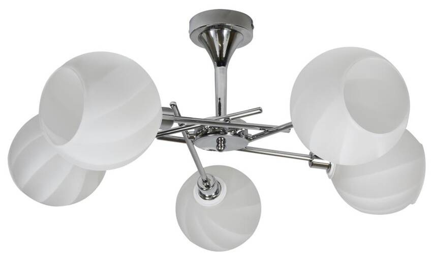 Biała lampa sufitowa pięcioramienna do salonu RAUL metal szkło