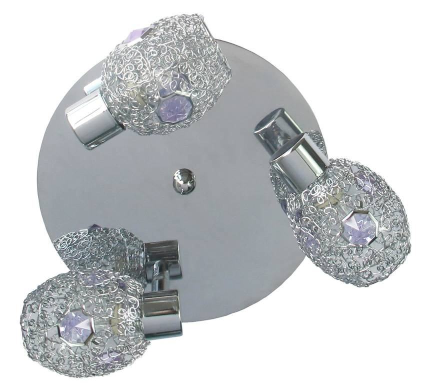 Fioletowa lampa sufitowa plafon 3x40W do salonu GOLDEN chrom