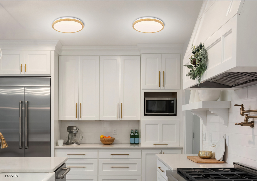 Biały plafon sufitowy LED 18W 4000K do salonu GANDAVA drewno