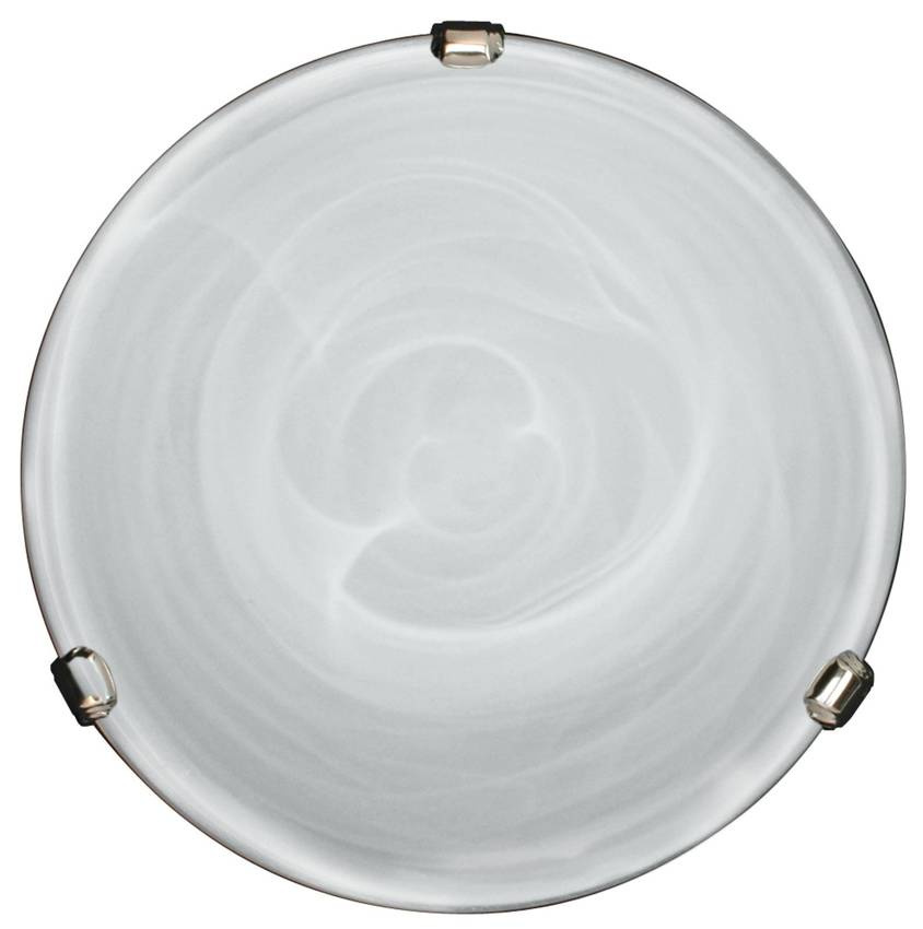 Biały plafon sufitowy 30 cm do salonu DUNA szkło chrom