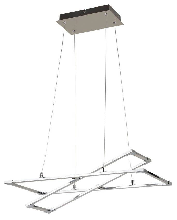 Srebrna lampa wisząca sufitowa LED do salonu KSEROS chrom metal