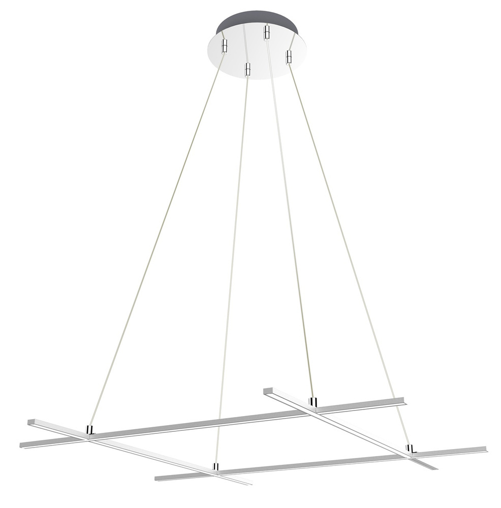 Srebrna lampa wisząca LED z regulacją wysokości do salonu ANDROS chrom