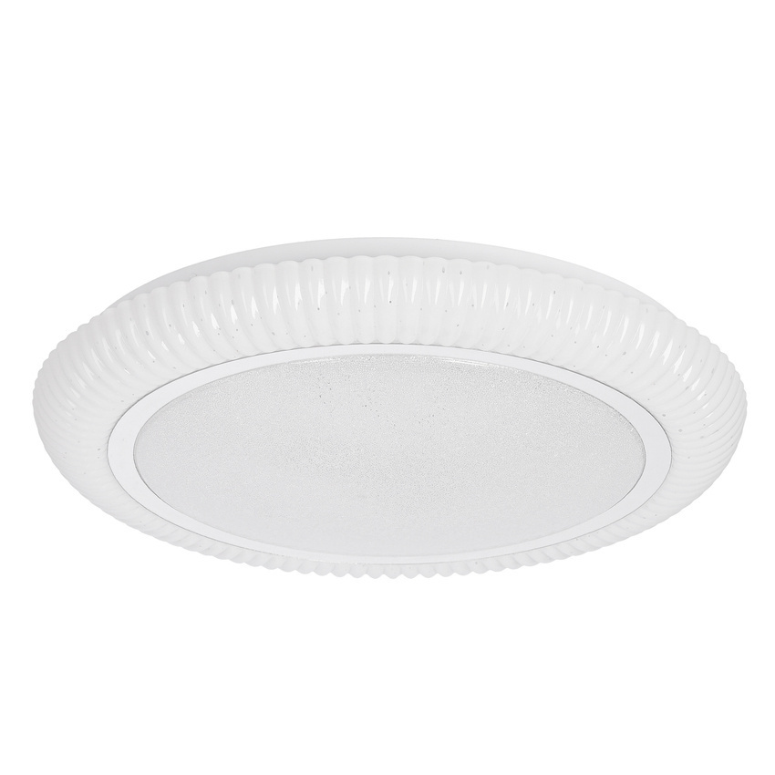 Biały plafon sufitowy LED 38 cm do salonu GILLY klosz chromowy