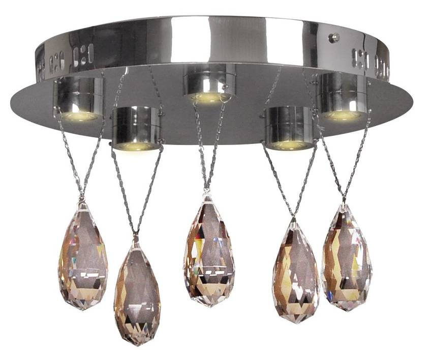 Srebrny plafon sufitowy LED do salonu PRISMAA chrom kryształ IP20