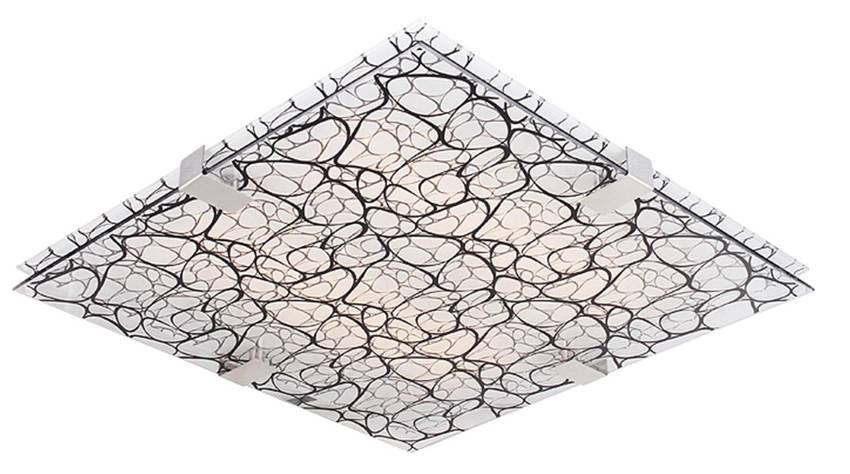 Czarny plafon sufitowy szklany 31 cm do salonu FIERA chrom