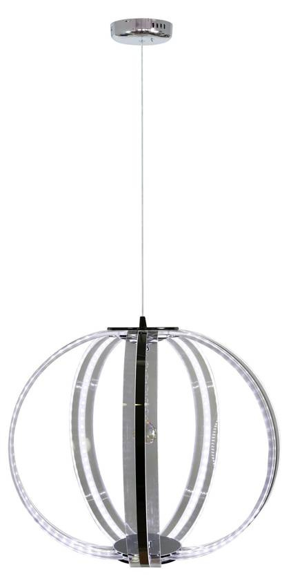Biała lampa wisząca kula LED do salonu CANSAS paski 44 cm