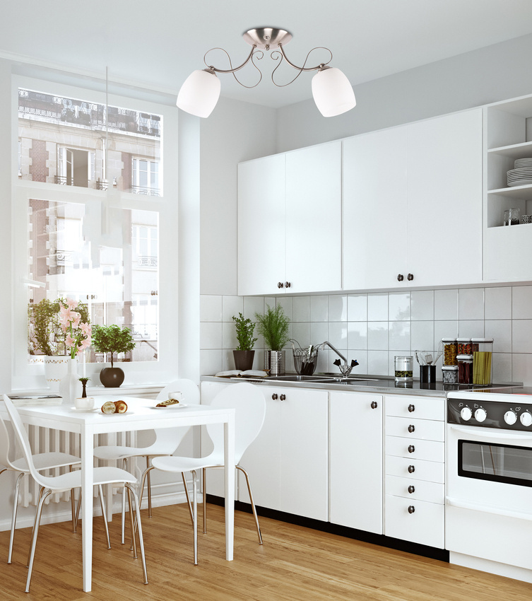 Biała lampa wisząca sufitowa 2-płomienna do salonu AMBA chrom