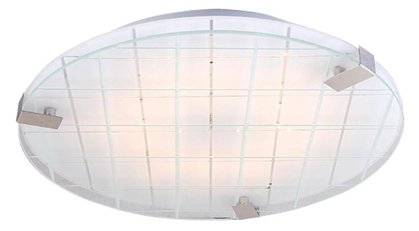 Biały plafon sufitowy LED zimny 31 cm do salonu NOBLE chrom-szkło