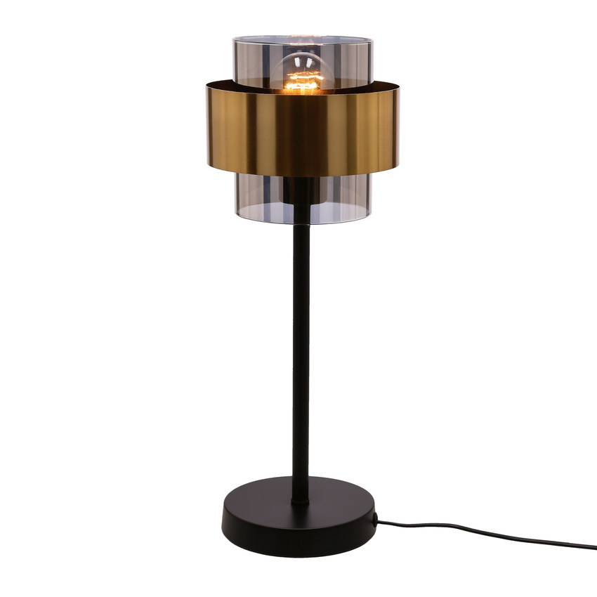 Czarna lampa stołowa do salonu SPIEGA metal i szkło