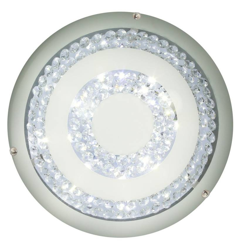 Biały plafon sufitowy LED zintegrowany do salonu MONZA 40 cm metal szkło