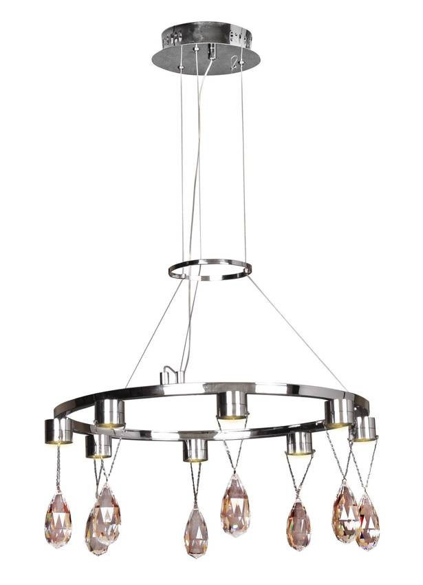 Srebrna lampa wisząca LED żyrandol do salonu PRISMAA kryształki chrom