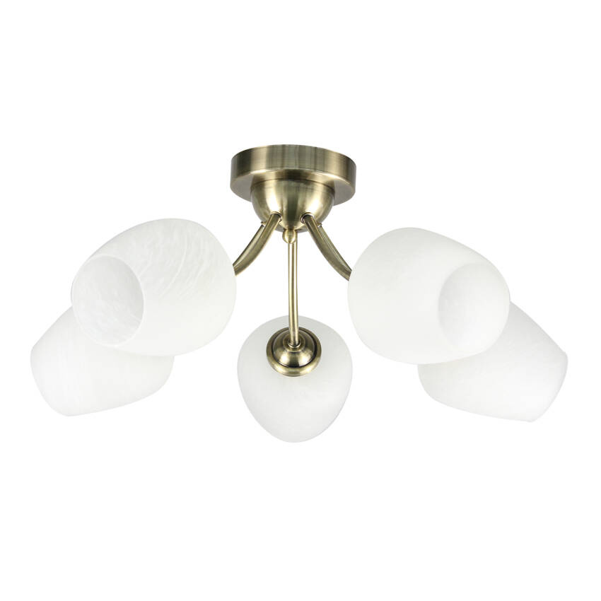 Biała lampa sufitowa 5-płomienna do salonu ZINA klosze szklane