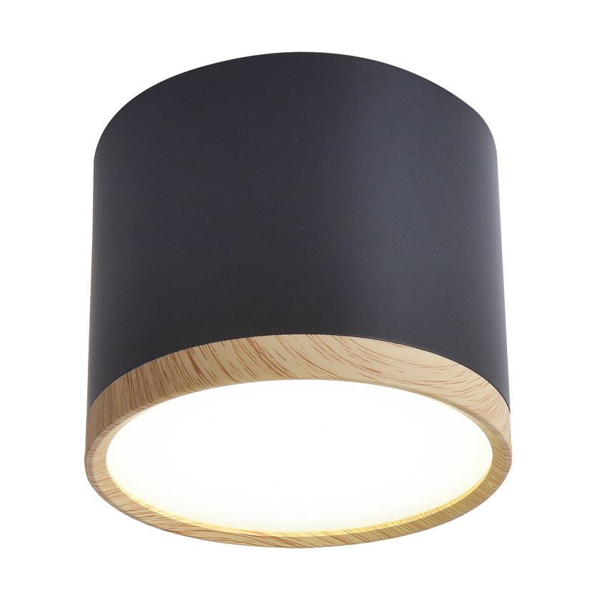 Czarno-drewniana lampa sufitowa punktowa do salonu TUBA LED 4000K