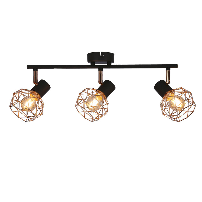 Czarna lampa sufitowa potrójna nad lustro do przedpokoju ACROBAT metal