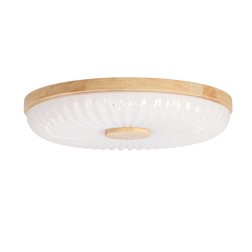Biało-drewniana lampa sufitowa plafon LED 24W do salonu TART
