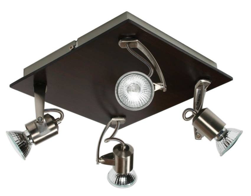 Drewniana lampa sufitowa 4-punktowa do salonu DUKAT regulowana GU10