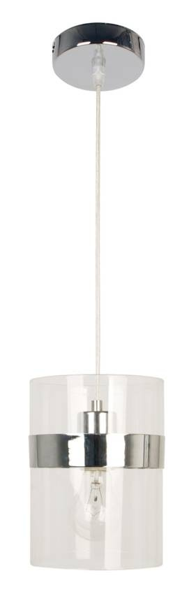 Srebrna lampa wisząca szklana 1xE27 do salonu BRANDO chrom