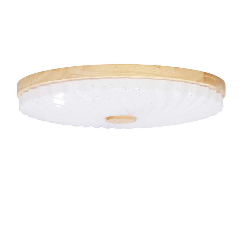 Biała lampa sufitowa plafon LED 24W do salonu LEMO drewniana 38 cm