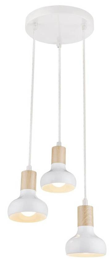 Biała lampa wisząca sufitowa 3-punktowa do salonu PUERTO metal