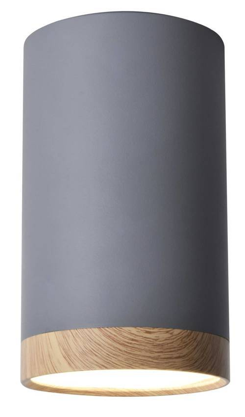 Szara drewniana lampa sufitowa LED 1-punktowa 8x15 cm TUBA 4000K