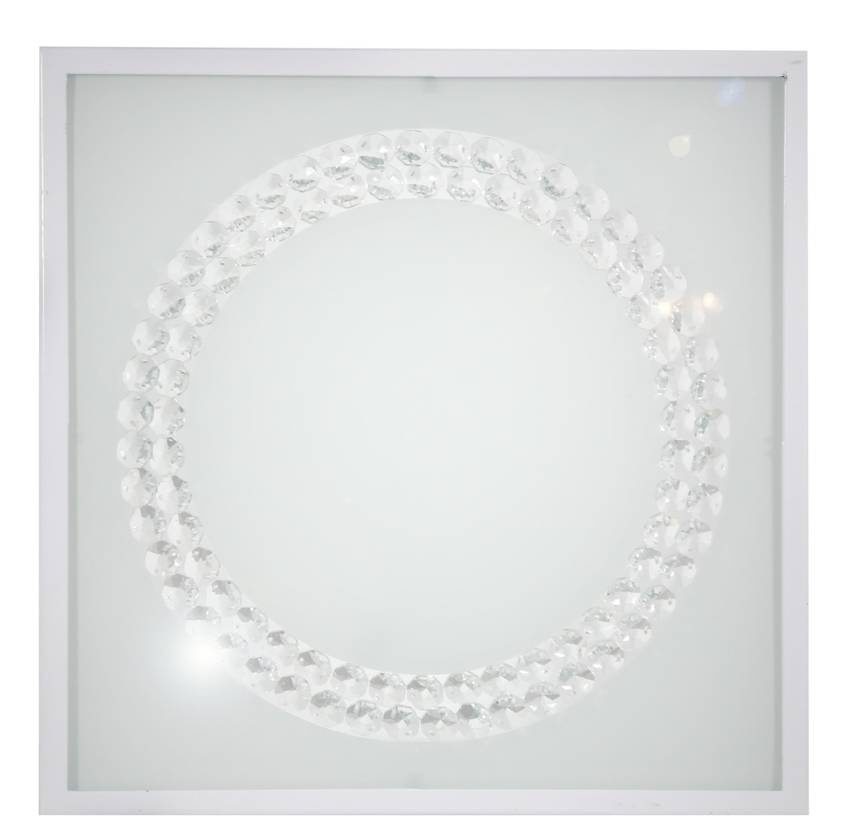 Biały plafon sufitowy LED zintegrowany zimna barwa światła duży ring