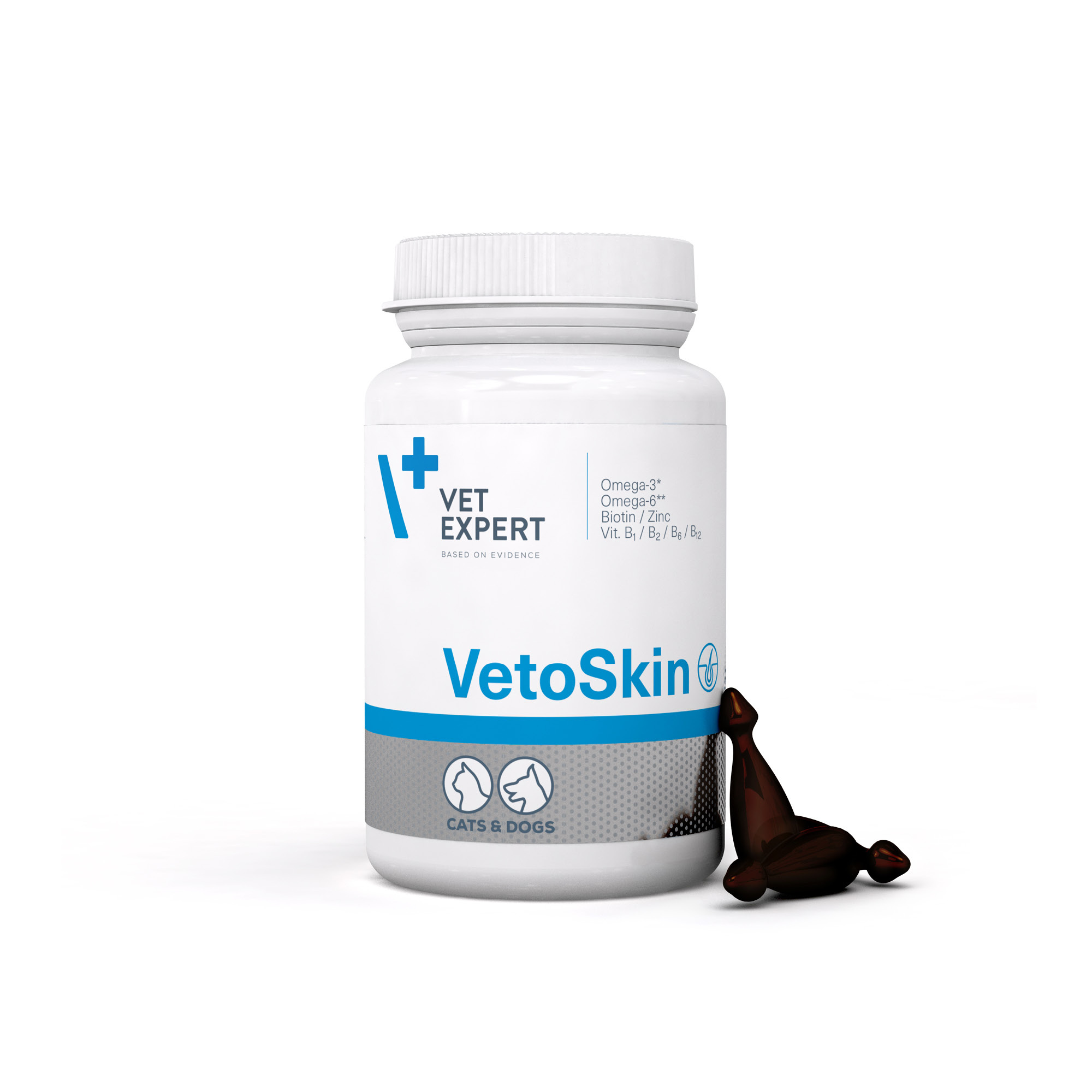VetoSkin | VET EXPERT | 60 kaps. Twist Off | Na skórę i sierść | Dla psa i kota
