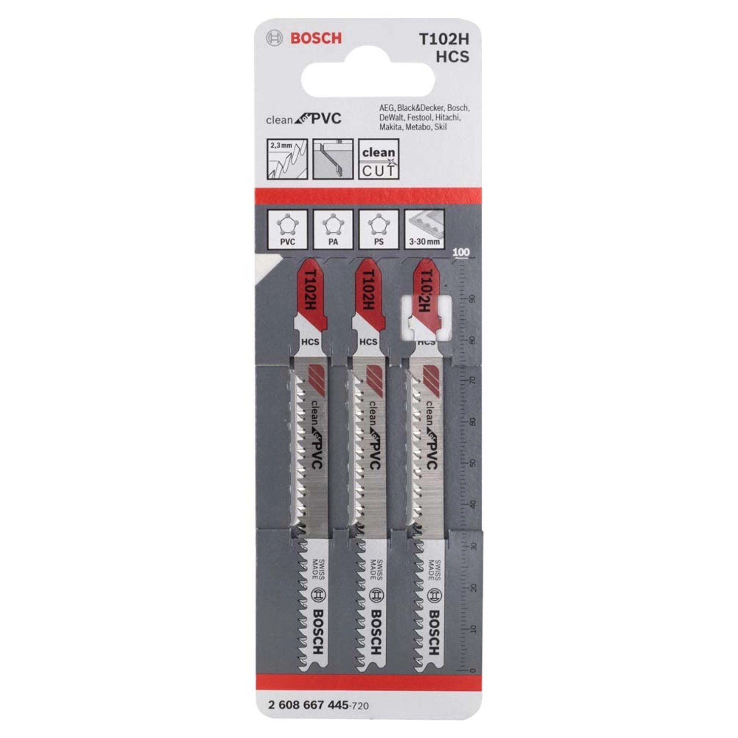 Bosch Professional Brzeszczot do wyrzynarki do PVC z uchwytem T - 3 szt