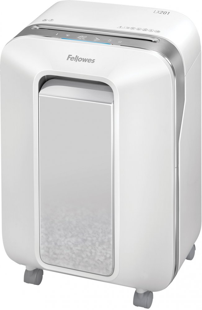 Niszczarka do papieru Fellowes LX201, mikrościnek 2x12mm, 12 kartek, P-5/T-5 DIN, biały