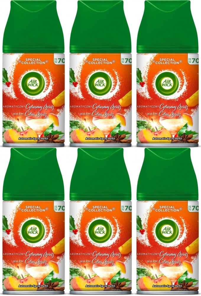 6x Wkład do odświeżacza automatycznego Air Wick Freshmatic, Aromatyczny Cytrusowy Spritz, 250ml