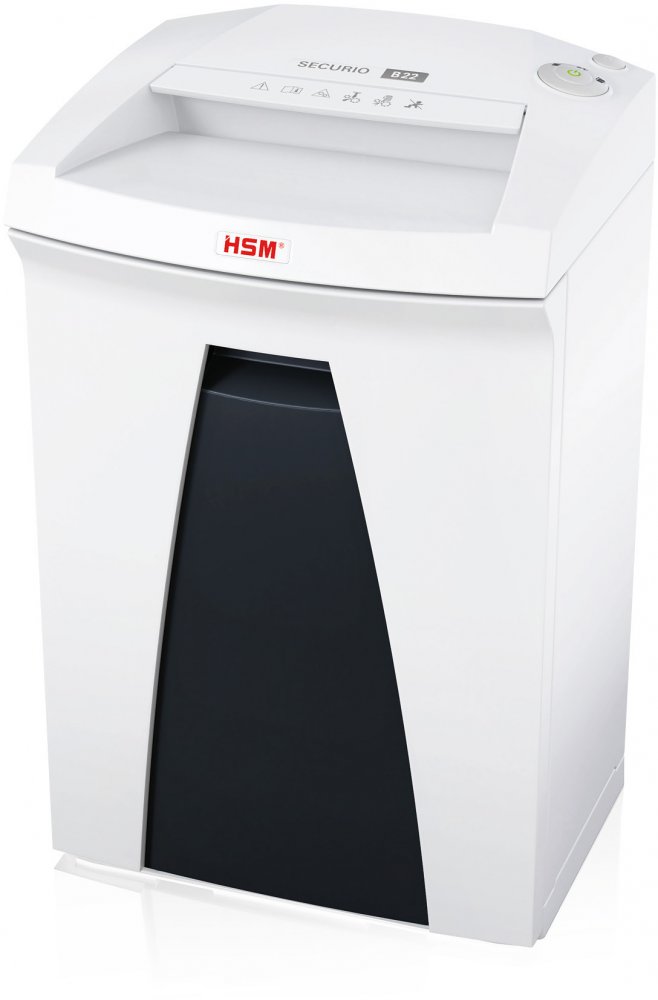 Niszczarka do papieru HSM Securio B22, ścinek 3.9x30 mm, 11 kartek, P-4/T-4/E-3/F-1 DIN, biały