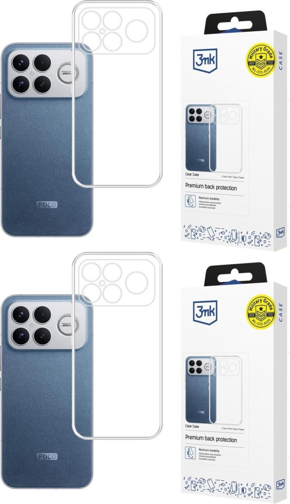 2x Etui na telefon 3mk Clear Case, do Poco F8 Ultra, transparentny