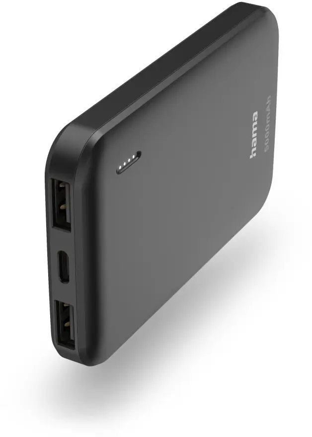 Powerbank Hama Pocket 5, 5000 mAh, 2xUSB-A/1x USB-C, antracytowy