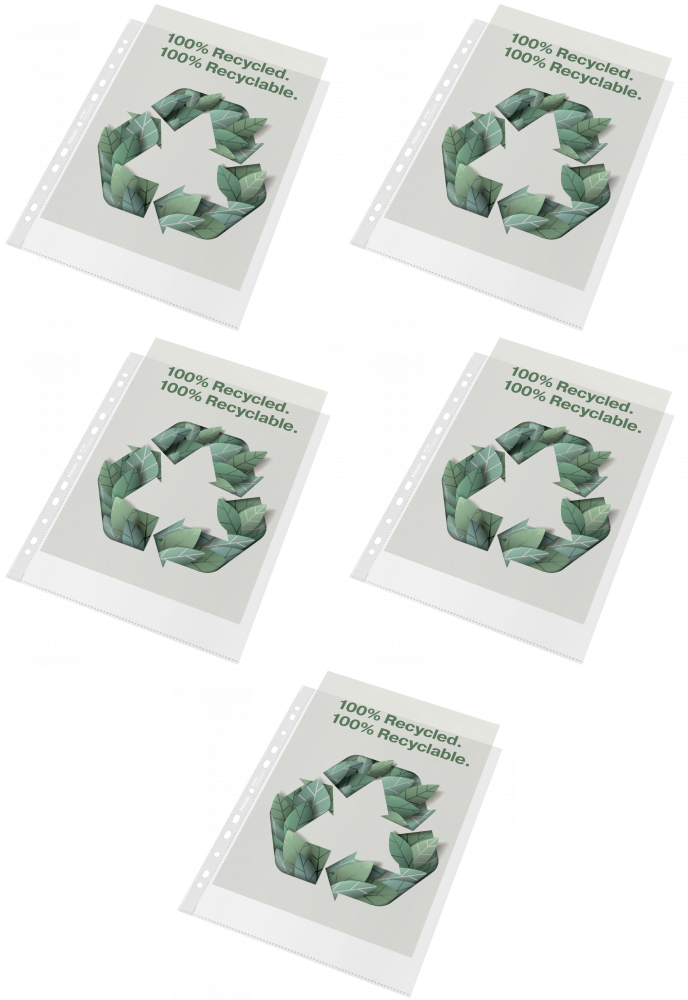 5x Koszulki groszkowe Esselte Recycle Premium, A4, 70μm, 100 sztuk, transparentny