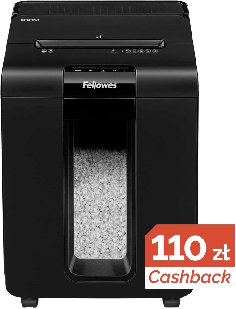 Niszczarka automatyczna Fellowes AutoMax 100M, miniścinek 4x10mm, 100 kartek, P-4/T-4 DIN, czarny