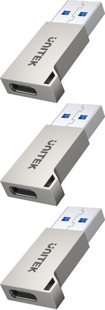 3x Adapter Unitek USB-A na USB-C 3.1 Gen1 A1034NI, szary