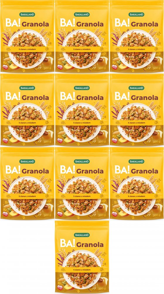 10x Granola Bakalland BA! 5 ziaren z miodem, 300g