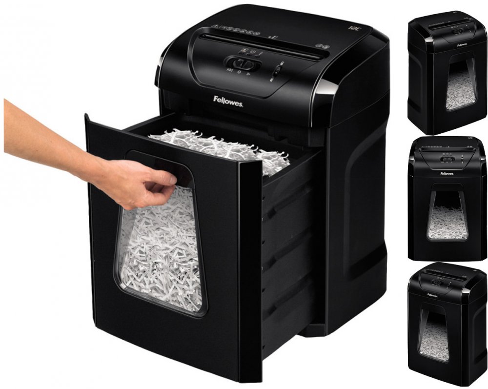 Niszczarka Fellowes 12C, ścinek 4x40mm, 12 kartek, P-4/T-4 DIN, czarny