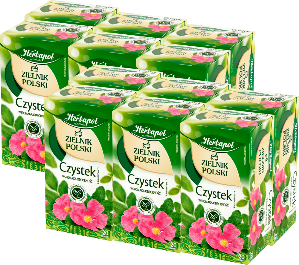 12x Herbata ziołowa w torebkach Herbapol Zielnik Polski, czystek, 20 sztuk x 2g
