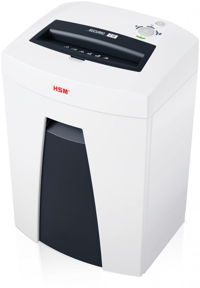 Niszczarka HSM C18, ścinek 1.9x15mm, E-4/F-2/P-5/T-5 DIN, 7 kartek, biały