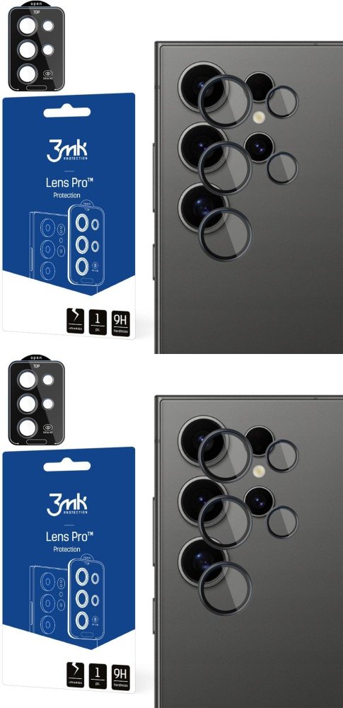 2x Szkło hartowane 3mk Lens Protection Pro Black, na aparat, do Samsung Galaxy S24 Ultra