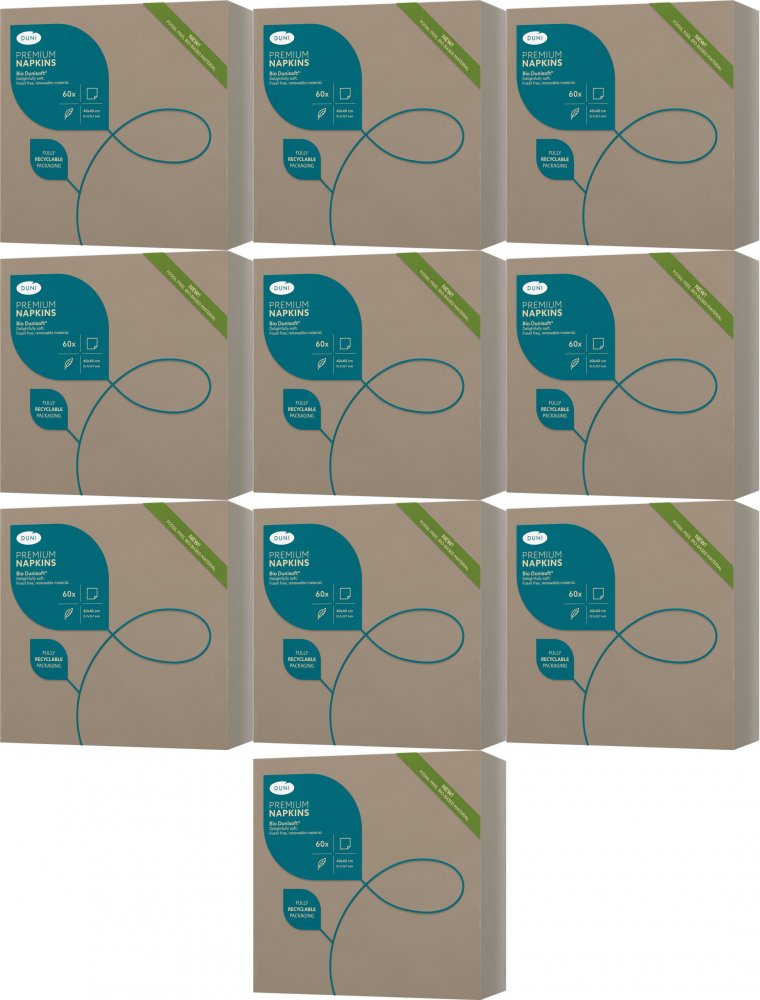 10x Serwetki Duni Bio Dunisoft, 40x40cm, 60 sztuk, szarobeżowy