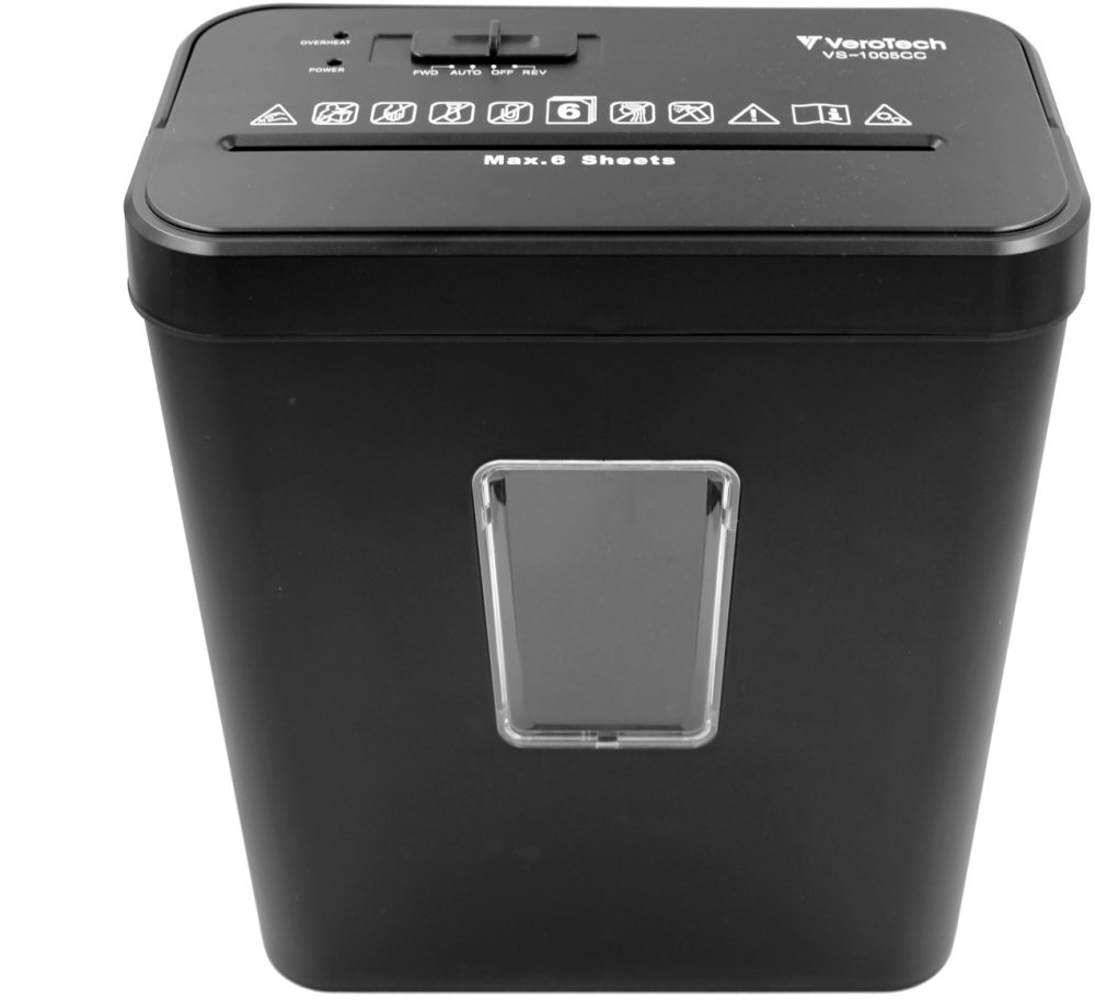 Niszczarka do papieru VeroTech VS-1005CC, ścinek 4x35mm, 5 kartek, P-4/T-4/E-3/F-1 DIN, czarny