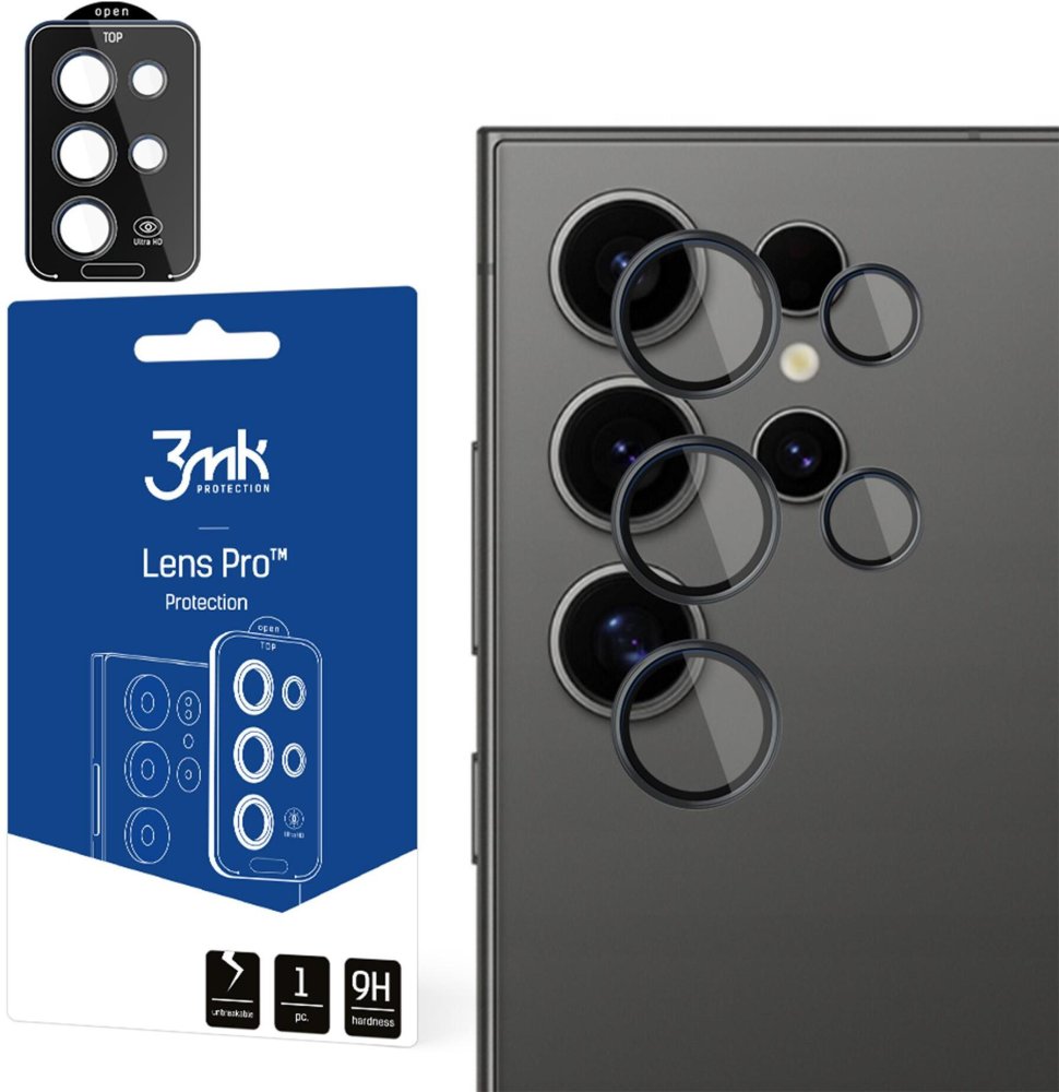 Szkło hartowane 3mk Lens Protection Pro Black, na aparat, do Samsung Galaxy S24 Ultra