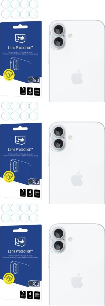 3x Szkło hybrydowe 3mk Lens Protection, na aparat, do iPhone 17